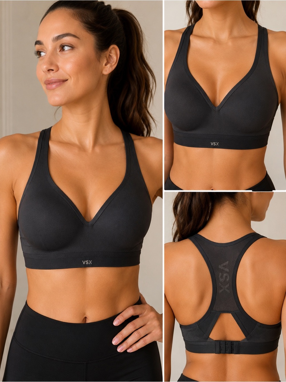 VSX Black Incredible Max Racerback Sports Bra Size 36 DD NWT